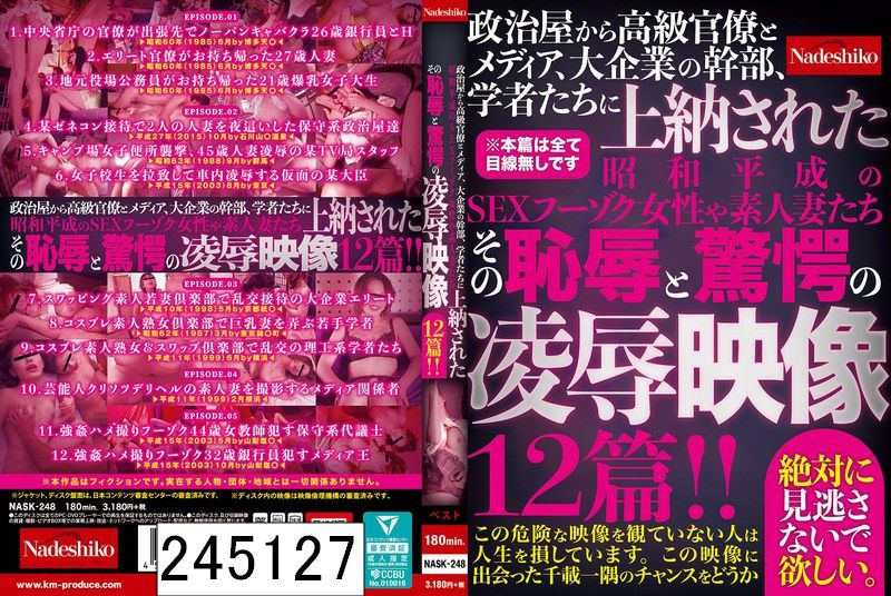政治屋から高級官僚とメディア、大企業の幹部、学者たちに上納された昭和平成のSEXフーゾク女性や素人妻たち その恥辱と驚愕の凌●映像12篇！！
