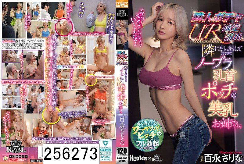 隣人ガチャUR確定演出。隣に引っ越してきたのはノーブラ乳首ポッチの美乳お姉さん。 百永さりな